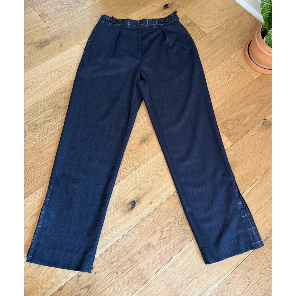 rag & bone James Plaid Wool-Blend Trousers Women’s Size 8 Navy Buckle Back - Picture 4 of 13